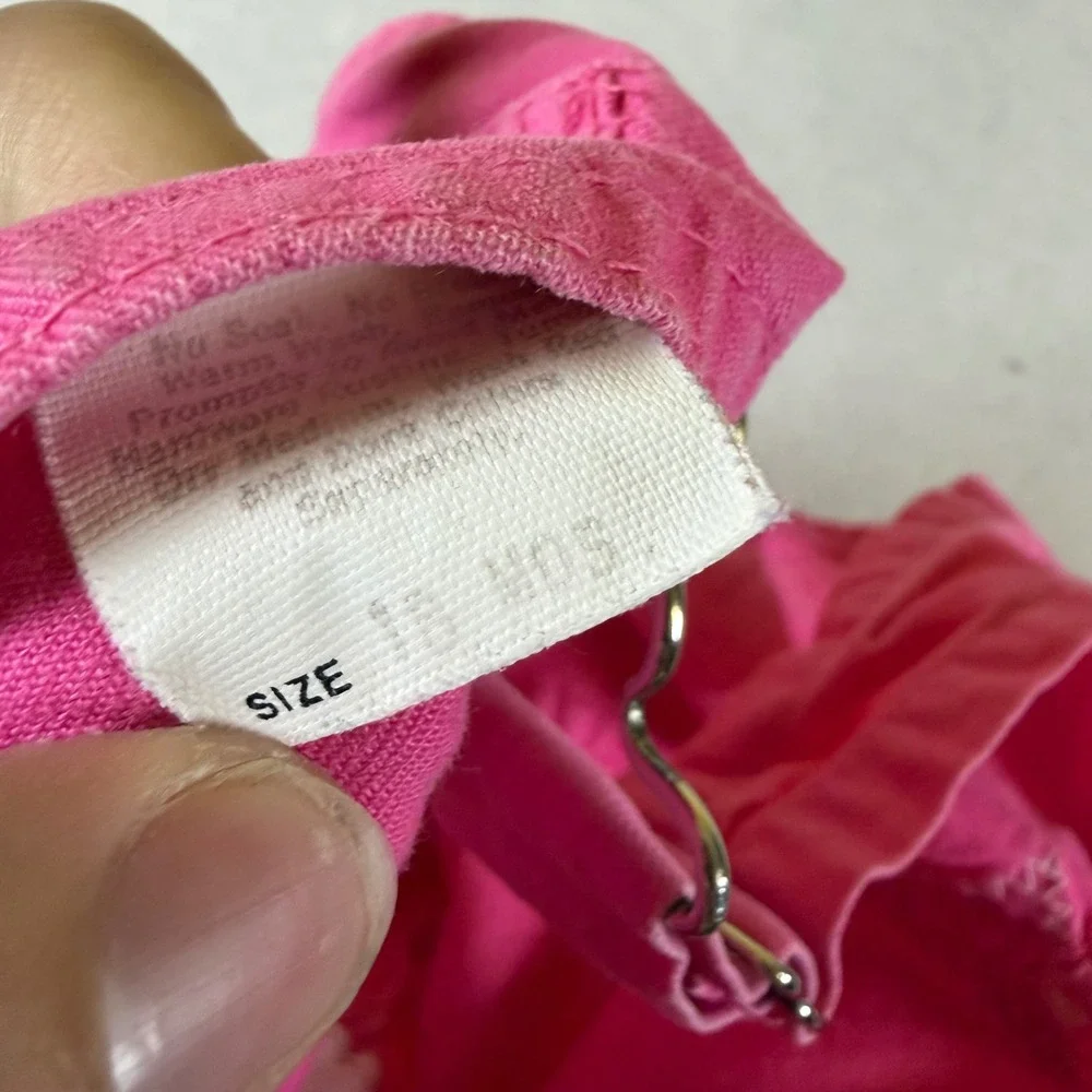 OshKosh B'Gosh Vintage Pink Cotton Bib Overalls Baby Girl 18 Months Made in USA